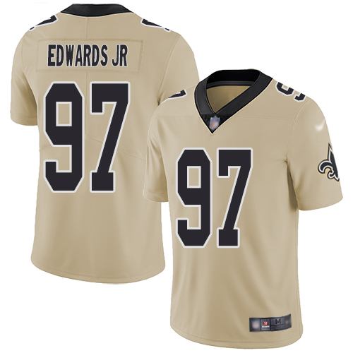 Men New Orleans Saints Limited Gold Mario Edwards Jr Jersey NFL Football #97 Inverted Legend Jersey->new orleans saints->NFL Jersey